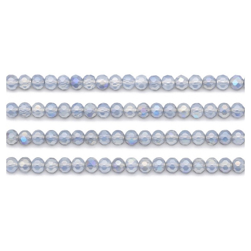 110 Perles à Facettes en Verre Bleu/Gris 4mm