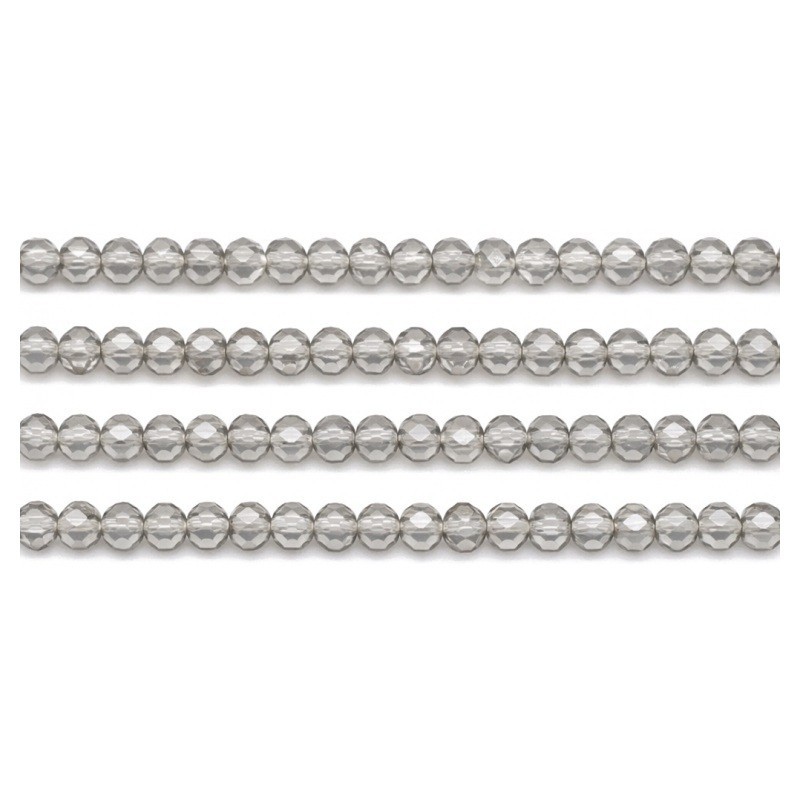 110 Perles à Facettes en Verre Gris 4mm