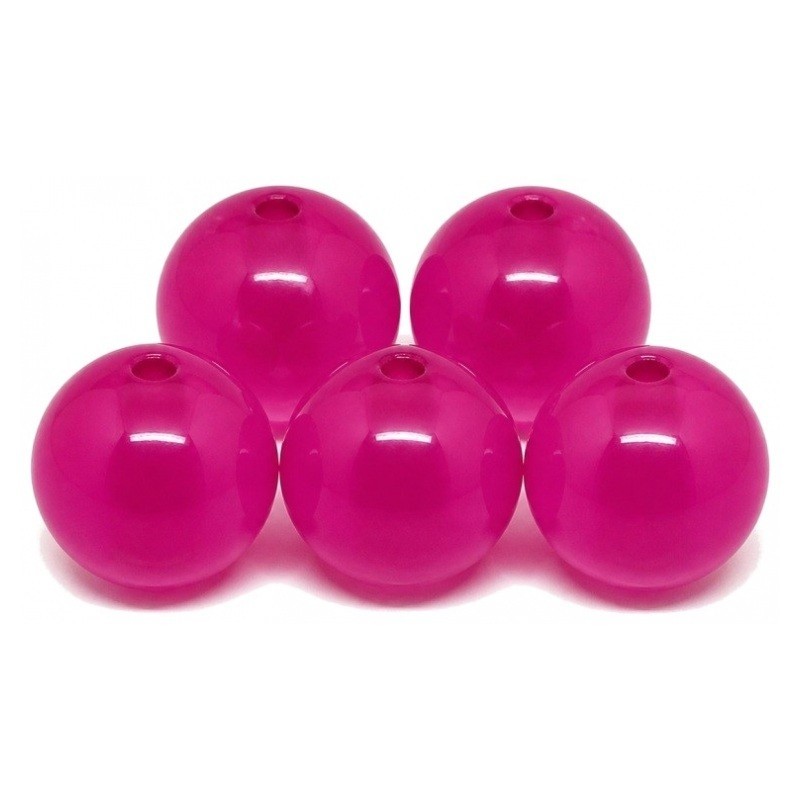 5 Perles en Verre Fuchsia 8mm