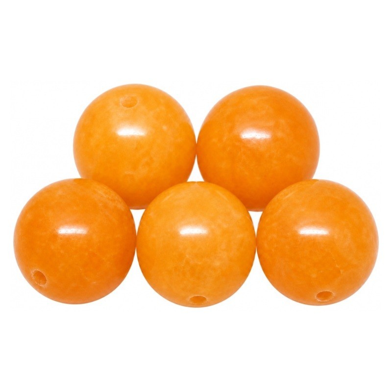 5 Perles Pierre Naturelle Jade Teinté Orange 8mm