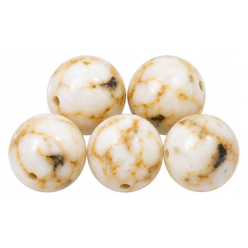 5 Perles Pierre Naturelle Howlite Blanche 8mm