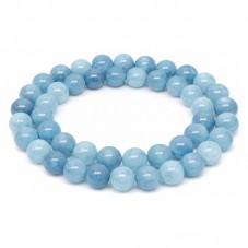 5 Perles Pierre Naturelle Jade Teinté Bleu 8mm pour la Création de Bijoux Fantaisie - DIY