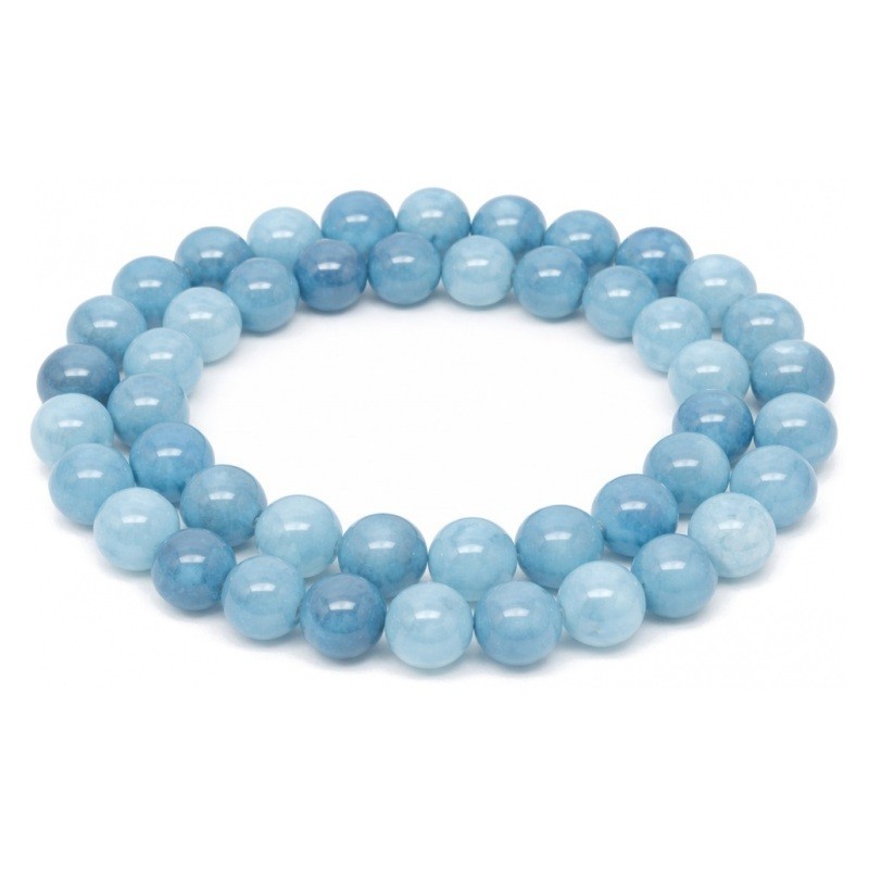 5 Perles Pierre Naturelle Jade Teinté Bleu 8mm