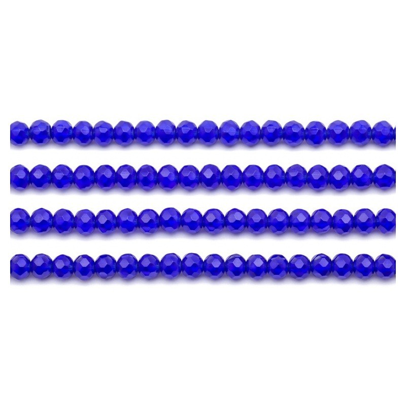110 Perles à Facettes en Verre Bleu Profond 4mm