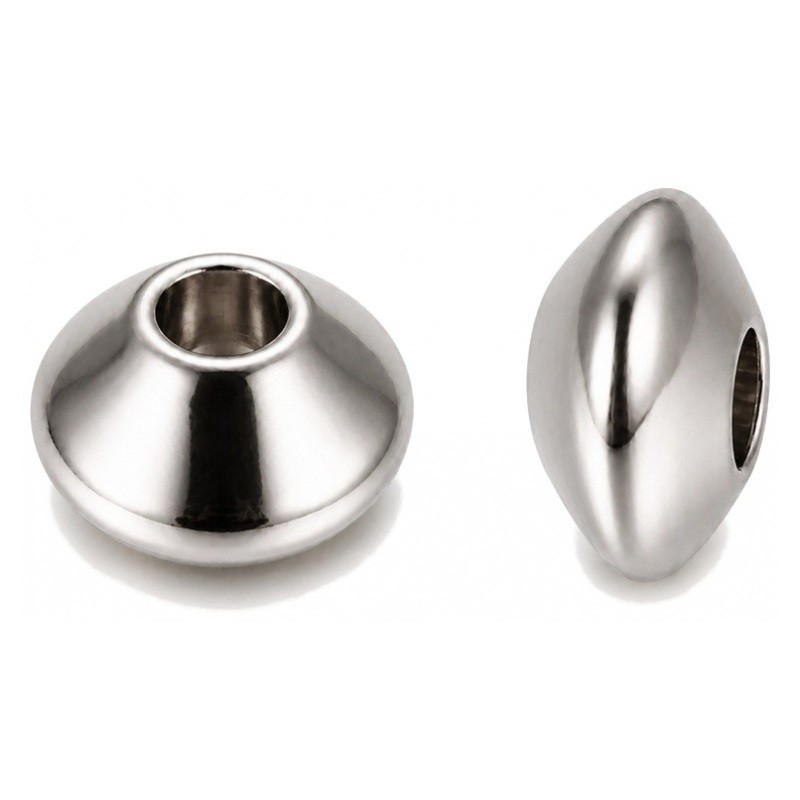 10 Perles Intercalaires en Acier Inoxydable Argenté 6mm