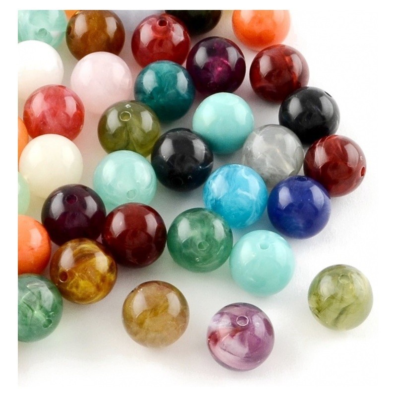 50 Perles Rondes en Acrylique Imitation Pierre 8mm