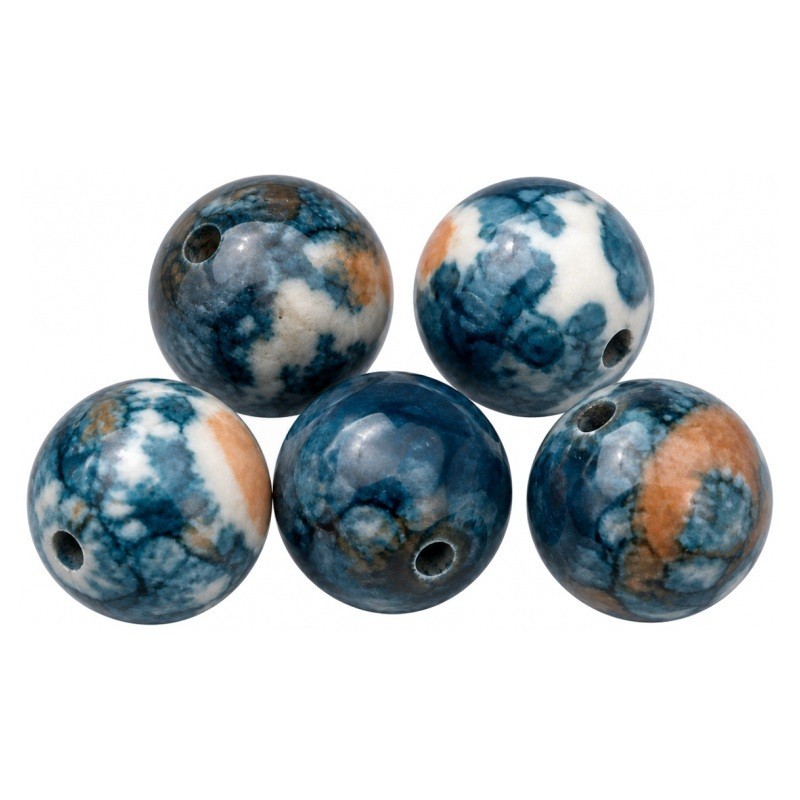 5 Perles Pierre Naturelle Jade Teinté Vert Blanc Orange 8mm