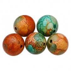 5 Perles Pierre Naturelle Jade Teinté Orange/Vert 8mm pour la Création de Bijoux Fantaisie - DIY