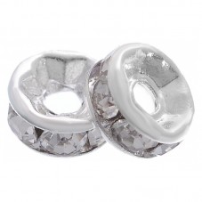 100 Perles Intercalaires en Métal Argenté avec Strass 6mm pour la Création de Bijoux Fantaisie - DIY