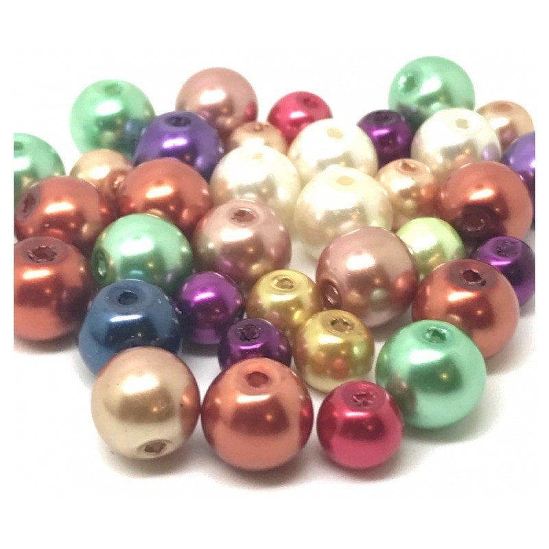 100 Perles Rondes Multicolores en Acrylique 6-8mm