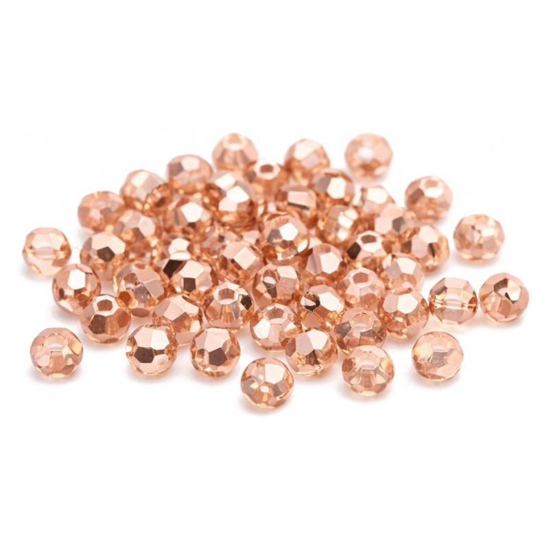 100 Perles Bicônes en Verre à Facettes Rose 4mm