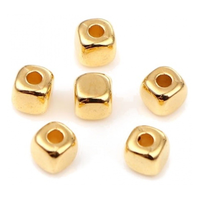 500 Perles Carrées en Plastique Doré 3mm