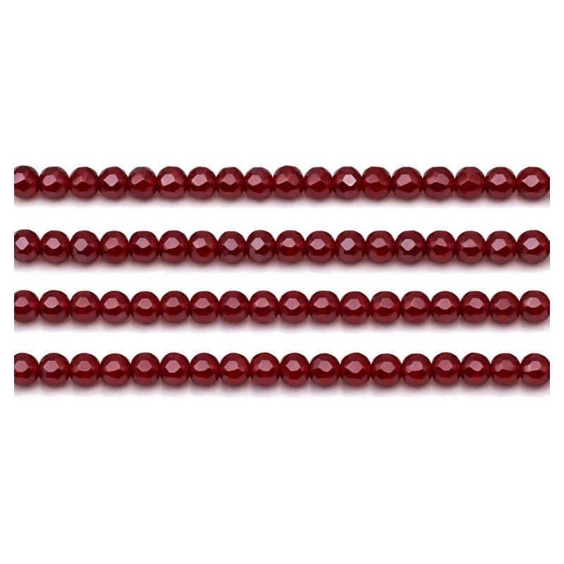 110 Perles en Verre à Facettes Rouge Profond 4mm
