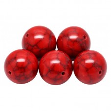 5 Perles Pierre Naturelle Howlite Rouge Teintée 8mm pour la Création de Bijoux Fantaisie - DIY