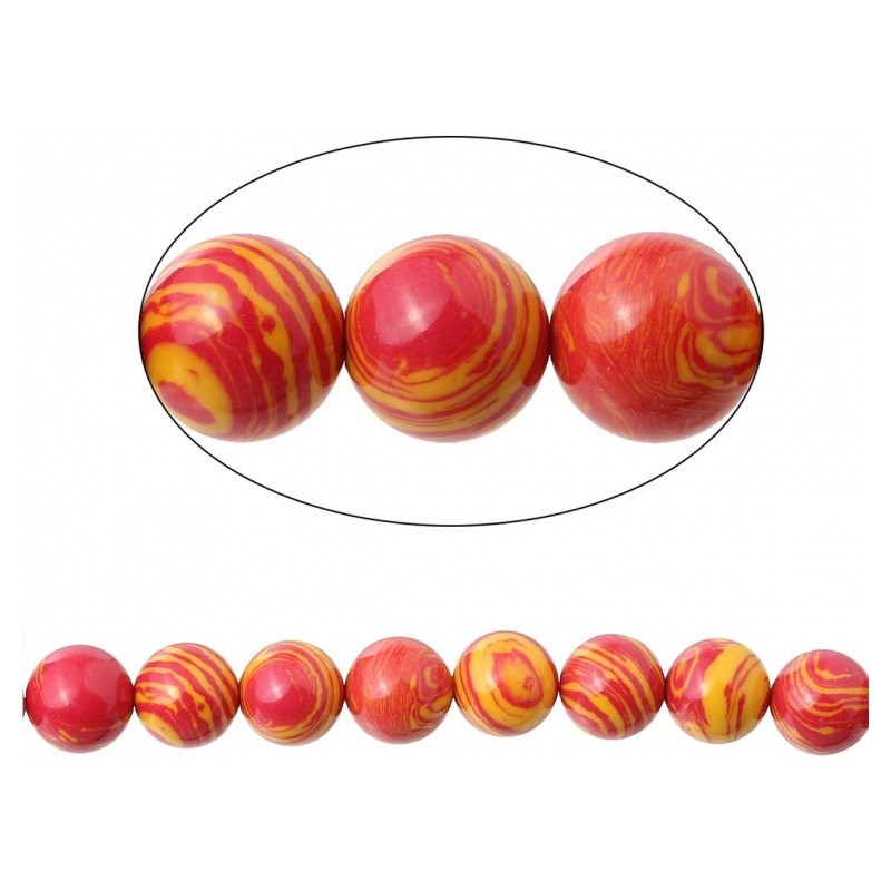 10 Perles Pierre Naturelle Agate Teintée Orange et Jaune 6mm