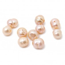 10 Perles de Culture d'Eau Douce Couleur Pêche 7-8mm pour la Création de Bijoux Fantaisie - DIY
