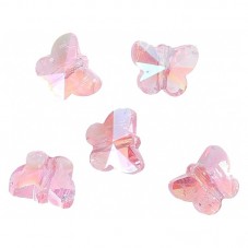 5 Perles en Verre à Facettes Papillon Rose 10x8mm pour la Création de Bijoux Fantaisie - DIY
