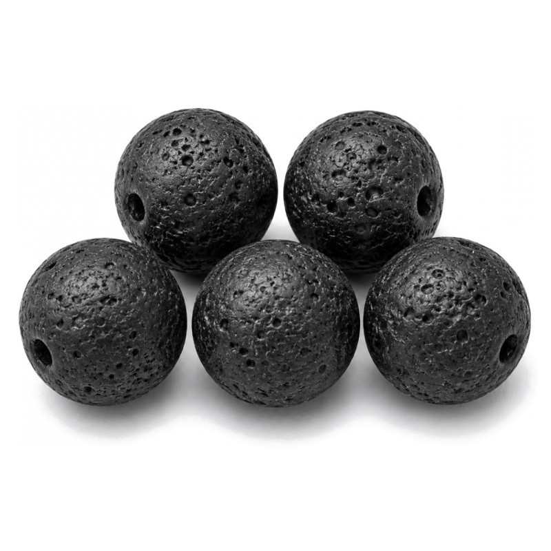 45 Perles de Lave Pierre Naturelle Noir 8mm