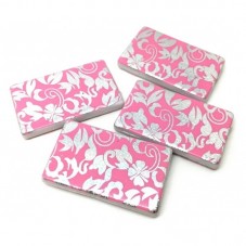 4 Perles en Acrylique Rectangulaires Rose et Argentées 39mm pour la Création de Bijoux Fantaisie - DIY
