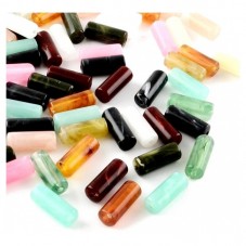 10 Perles Tube en Acrylique Imitation Pierre 20mm pour la Création de Bijoux Fantaisie - DIY