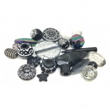 20 Perles Mixtes en Acrylique Noir 5-28mm pour la Création de Bijoux Fantaisie - DIY
