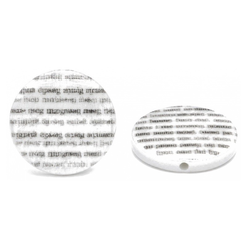 5 Perles Palet en Nacre Motif Écriture 20mm