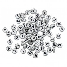 50 Perles Alphabet en Acrylique 7mm pour la Création de Bijoux Fantaisie - DIY