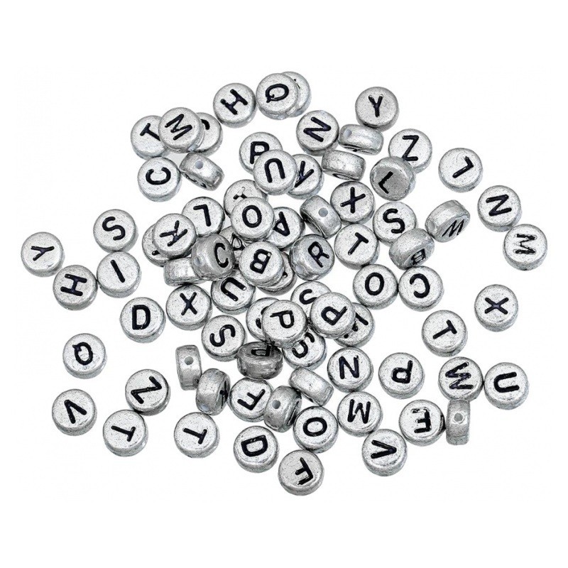 50 Perles Alphabet en Acrylique 7mm