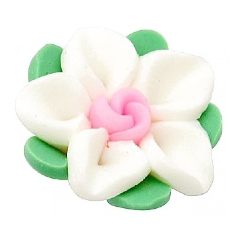 4 Perles Fleurs Blanches en Pâte Polymère Fimo 20mm