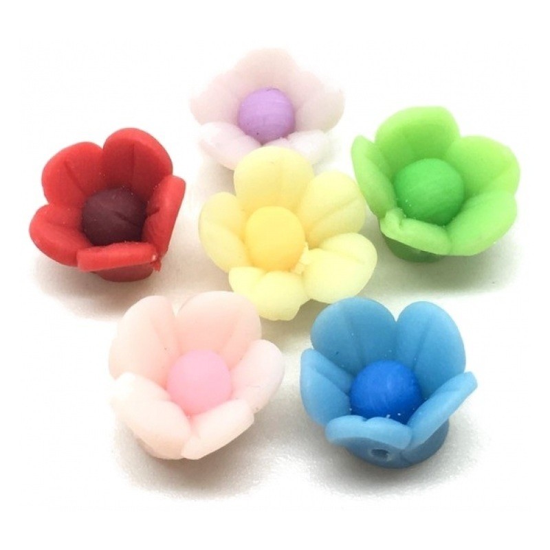10 Perles Fleurs en Pâte Polymère Fimo 10mm