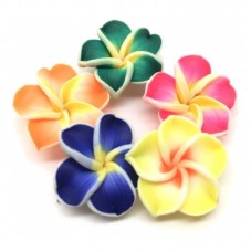 4 Perles Fleurs Frangipanier en Pâte Polymère Fimo 20mm pour la Création de Bijoux Fantaisie - DIY