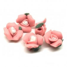 5 Perles Roses en Pâte Polymère Fimo 13mm pour la Création de Bijoux Fantaisie - DIY