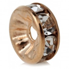 5 Perles Intercalaires en Métal Doré avec Strass 8mm pour la Création de Bijoux Fantaisie - DIY