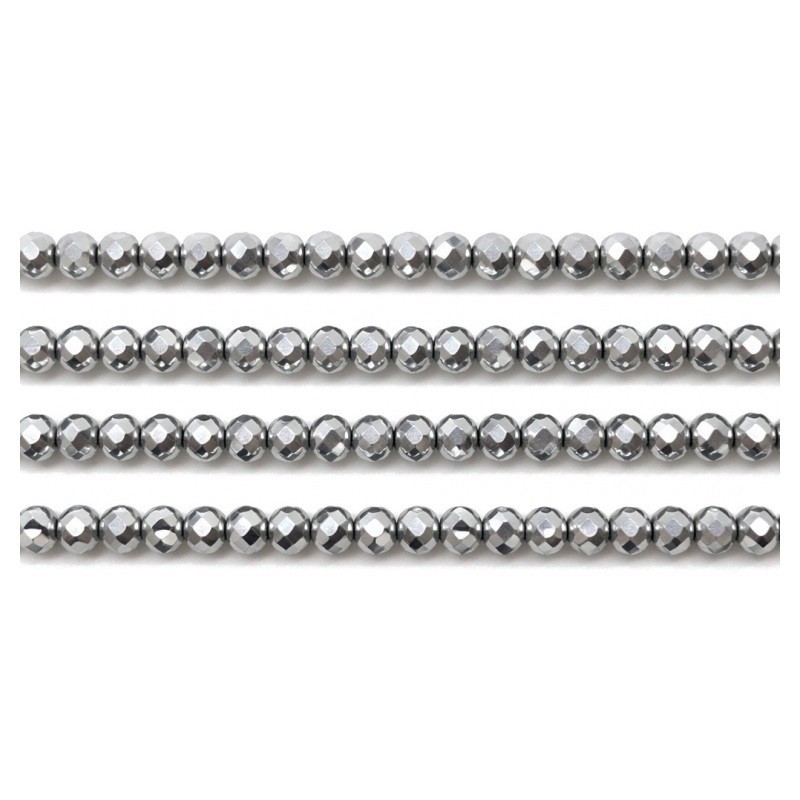 110 Perles en Verre à Facettes Argenté 4mm