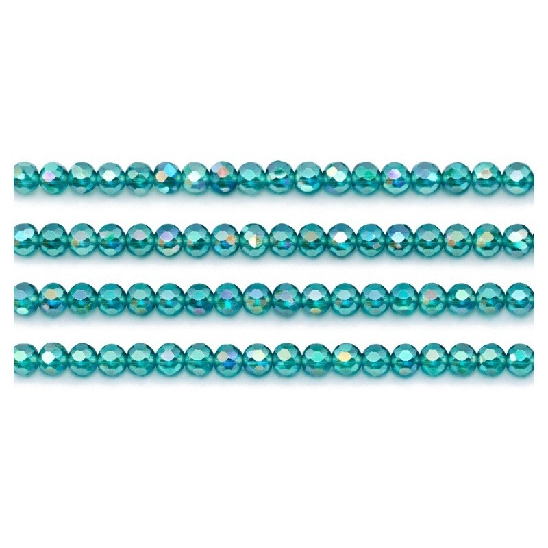 110 Perles à Facettes Bleu en Verre 4mm