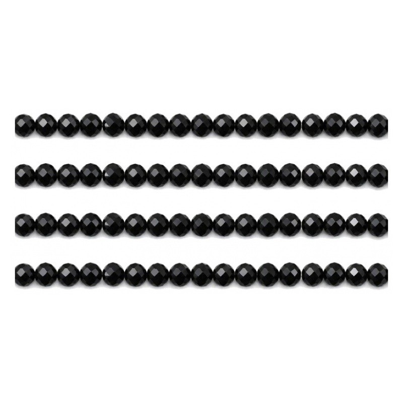 110 Perles à Facettes Noires en Verre 4mm