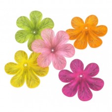 5 Perles Coupelles Fleurs en Acrylique Multicolore 33mm pour la Création de Bijoux Fantaisie - DIY
