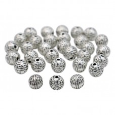 6 Perles Intercalaires en Métal Fantaisie Argenté 7mm pour la Création de Bijoux Fantaisie - DIY