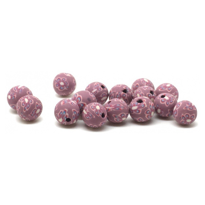 15 Perles Violine en Pâte Polymère Fimo 8mm