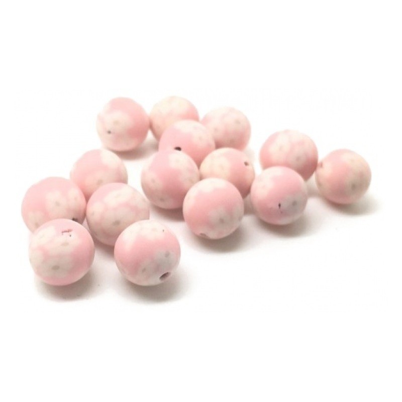 15 Perles Roses en Pâte Polymère Fimo 8mm