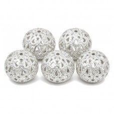 10 Perles Creuses Ajourées Filigrane Argentées 6mm pour la Création de Bijoux Fantaisie - DIY