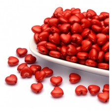 10 Perles Coeur Rouge en Acrylique 11x10mm pour la Création de Bijoux Fantaisie - DIY
