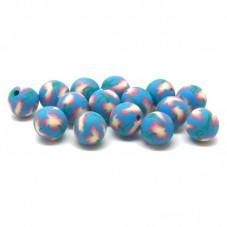 15 Perles Bleues en Pâte Polymère Fimo 8mm pour la Création de Bijoux Fantaisie - DIY