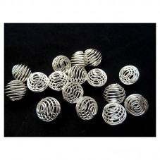 10 Perles Cage Spirale Ajourée Argentée 8x9mm pour la Création de Bijoux Fantaisie - DIY