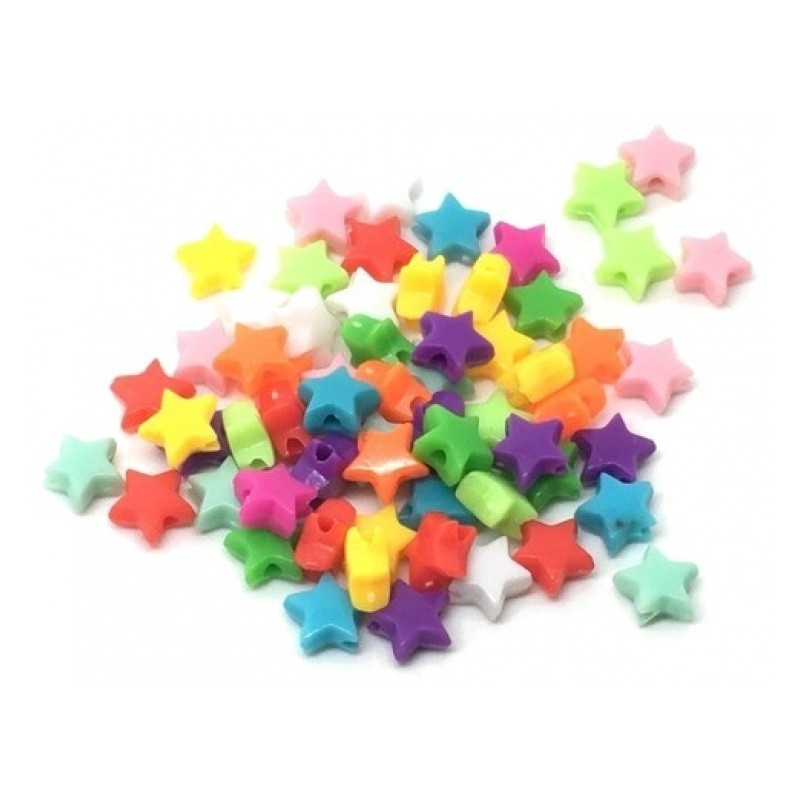 50 Perles Étoiles Colorées en Acrylique 6mm Création Enfant