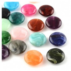 5 Perles Palets Rondes Plates en Acrylique Multicolore 22mm pour la Création de Bijoux Fantaisie - DIY