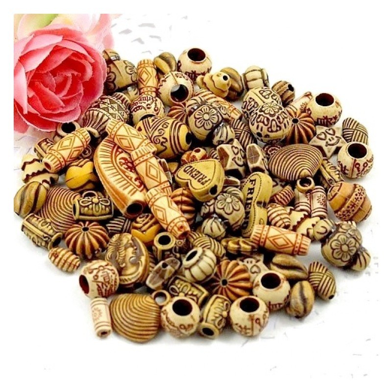 100 Perles en Acrylique Couleur Rouille Mixte 8-25mm