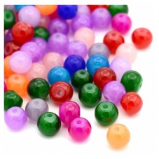 100 Perles en Verre Rondes Multicolores 6mm pour la Création de Bijoux Fantaisie - DIY