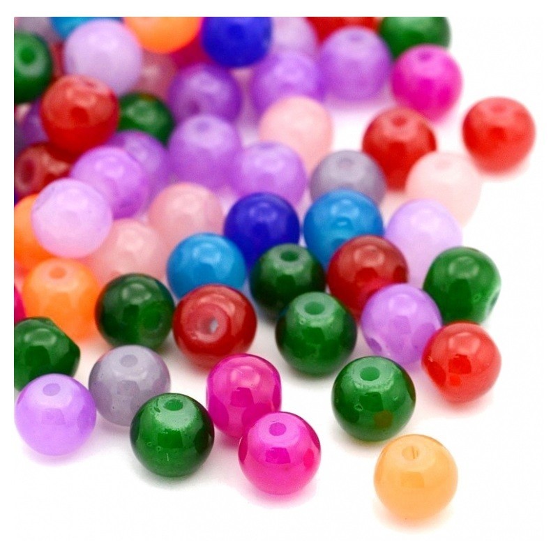 100 Perles en Verre Rondes Multicolores 6mm