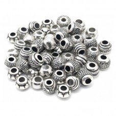50 Perles Argentées en Acrylique Mixte 11-14mm pour la Création de Bijoux Fantaisie - DIY
